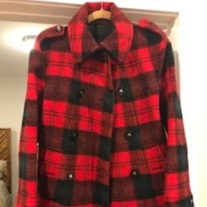Betsey Johnson Buffalo Plaid Pea Coat